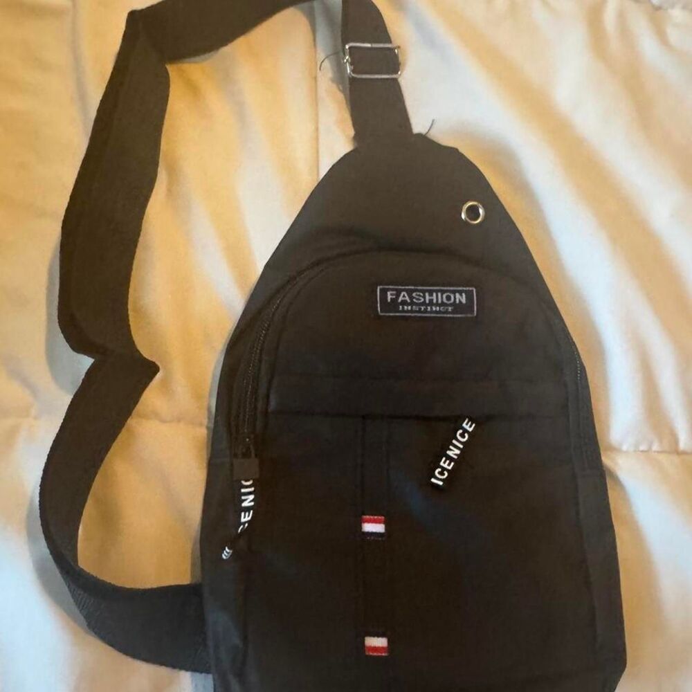 Men's Black Bag with adjustable strap and front pockets